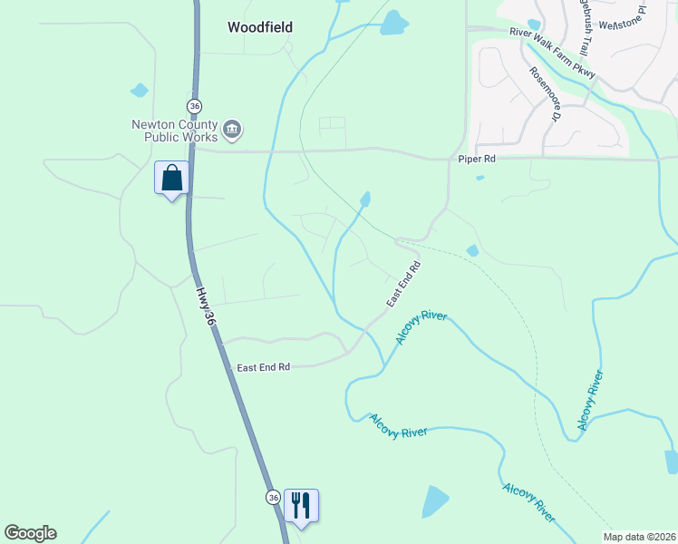 map of restaurants, bars, coffee shops, grocery stores, and more near 265 East End Road in Covington