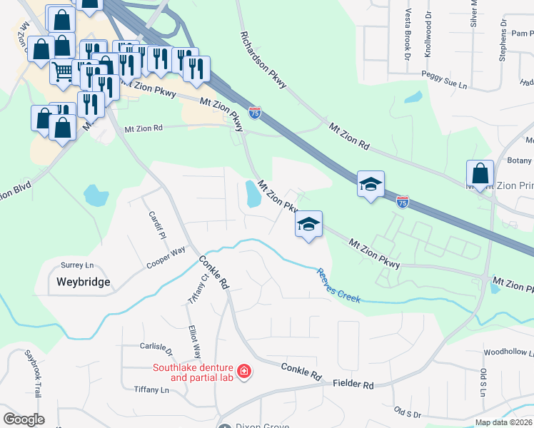 map of restaurants, bars, coffee shops, grocery stores, and more near 2384 Coach Way in Jonesboro