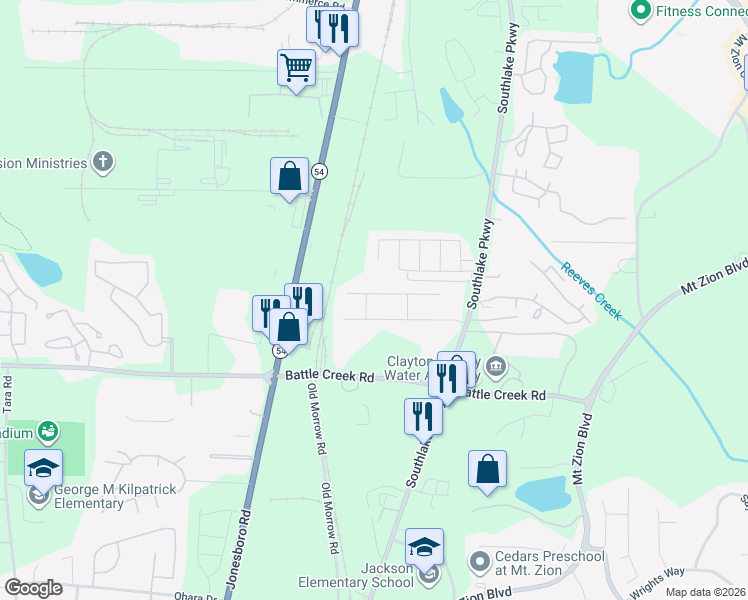 map of restaurants, bars, coffee shops, grocery stores, and more near 1463 Persimmon Trace in Morrow