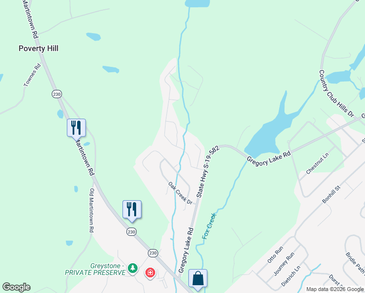 map of restaurants, bars, coffee shops, grocery stores, and more near Gregory Landing Drive in North Augusta