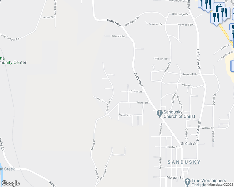 map of restaurants, bars, coffee shops, grocery stores, and more near 926 Dover Lane in Birmingham