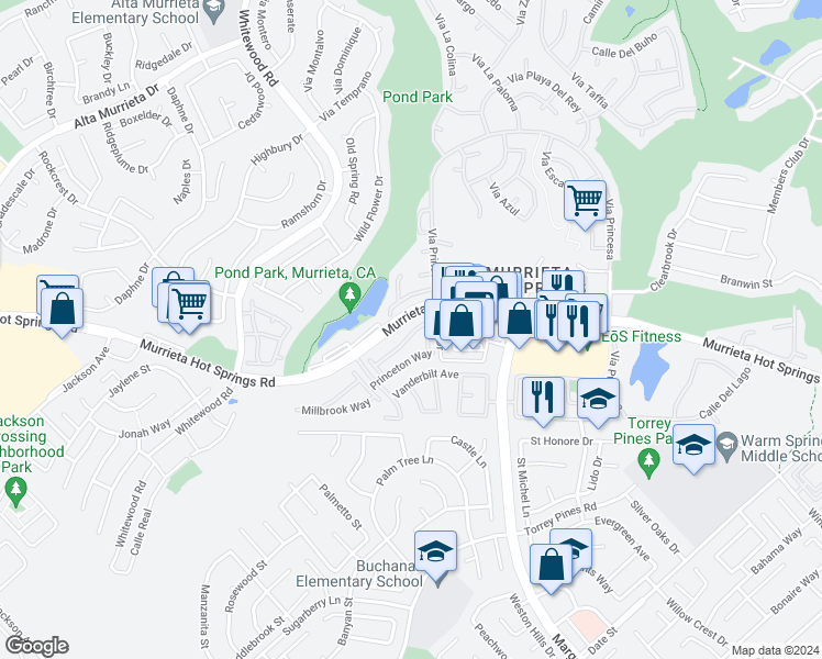 map of restaurants, bars, coffee shops, grocery stores, and more near 39664 Columbia Union Drive in Murrieta