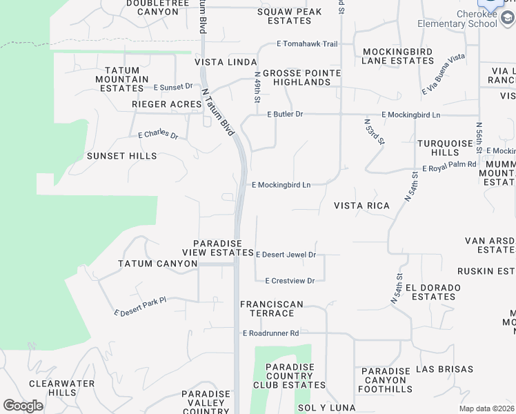 map of restaurants, bars, coffee shops, grocery stores, and more near 4859 East Mockingbird Lane in Paradise Valley