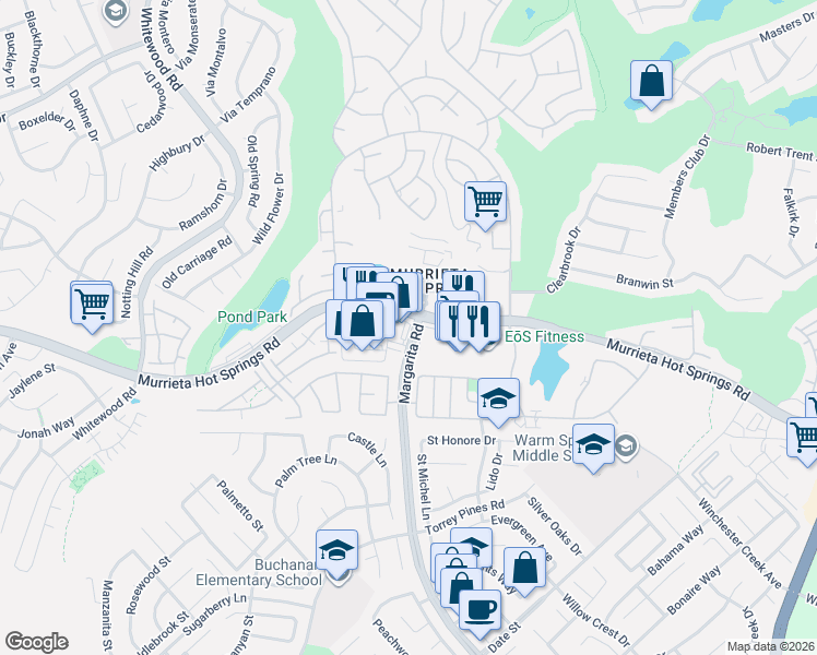 map of restaurants, bars, coffee shops, grocery stores, and more near in Murrieta