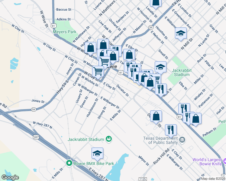 map of restaurants, bars, coffee shops, grocery stores, and more near 202 Strong Street in Bowie