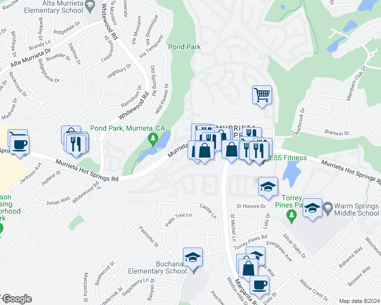map of restaurants, bars, coffee shops, grocery stores, and more near in Murrieta