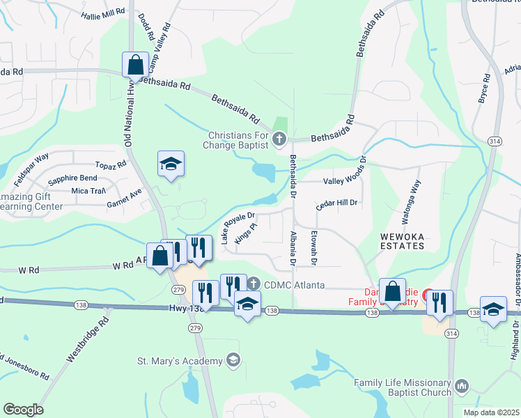 map of restaurants, bars, coffee shops, grocery stores, and more near 500 Kings Place in Riverdale