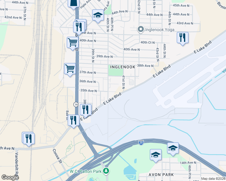 map of restaurants, bars, coffee shops, grocery stores, and more near 4006 35th Avenue North in Birmingham