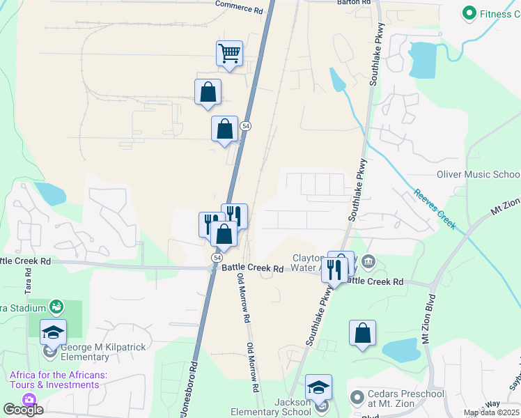 map of restaurants, bars, coffee shops, grocery stores, and more near 1414 Persimmon Trace in Morrow