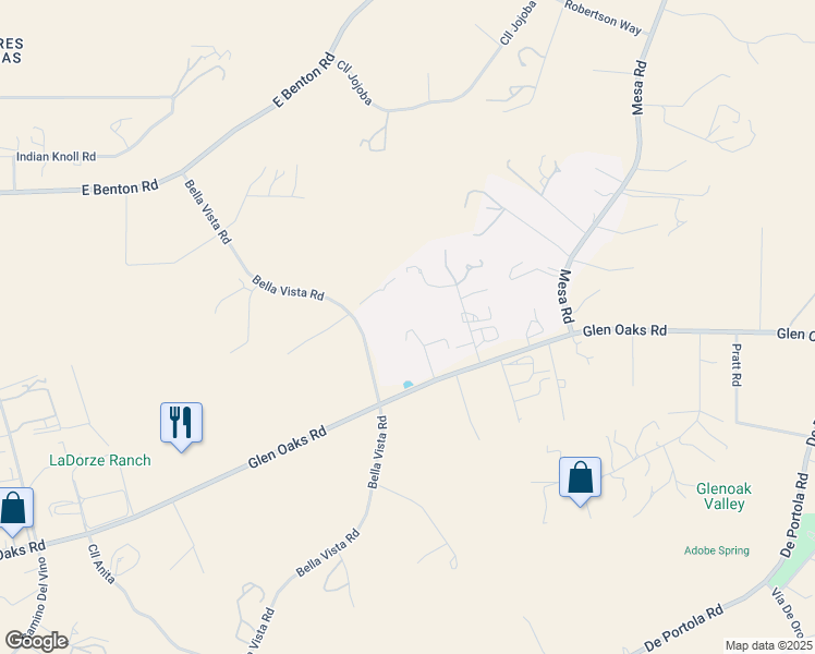 map of restaurants, bars, coffee shops, grocery stores, and more near 37200 Glen Oaks Road in Temecula