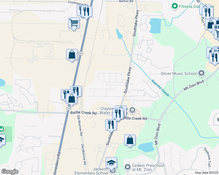 map of restaurants, bars, coffee shops, grocery stores, and more near 1514 Persimmon Trace in Morrow