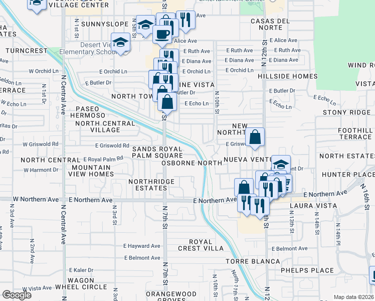 map of restaurants, bars, coffee shops, grocery stores, and more near 816 East Corte Oro in Phoenix
