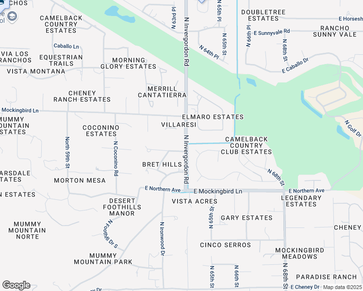 map of restaurants, bars, coffee shops, grocery stores, and more near 6342 East Maverick Road in Paradise Valley