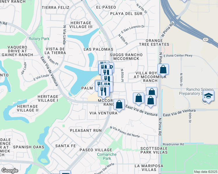 map of restaurants, bars, coffee shops, grocery stores, and more near 8236 North Hayden Road in Scottsdale