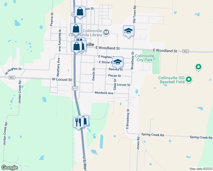 map of restaurants, bars, coffee shops, grocery stores, and more near 400 East Locust Street in Collinsville