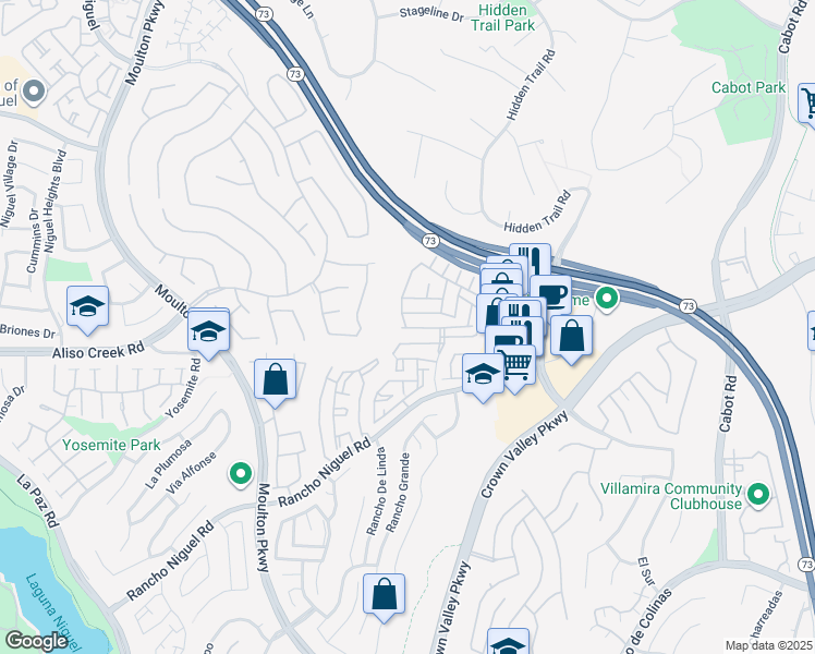 map of restaurants, bars, coffee shops, grocery stores, and more near 25191 Via Catalina in Laguna Niguel