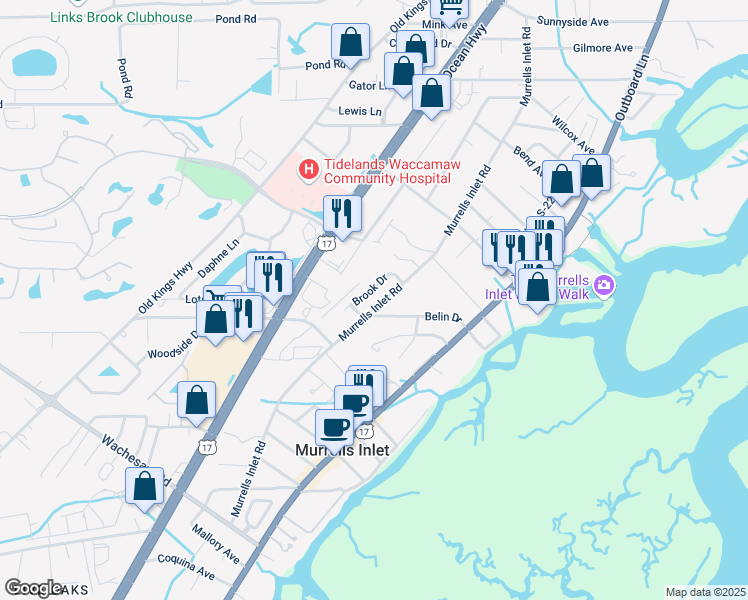 map of restaurants, bars, coffee shops, grocery stores, and more near 4238 Murrells Inlet Road in Murrells Inlet