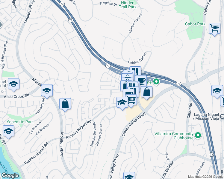 map of restaurants, bars, coffee shops, grocery stores, and more near 25202 Via Catalina in Laguna Niguel