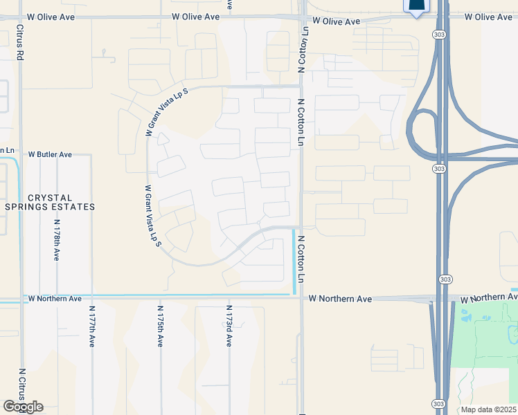 map of restaurants, bars, coffee shops, grocery stores, and more near 8318 North 172nd Drive in Waddell