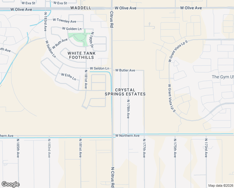 map of restaurants, bars, coffee shops, grocery stores, and more near 8312 North 178th Avenue in Waddell