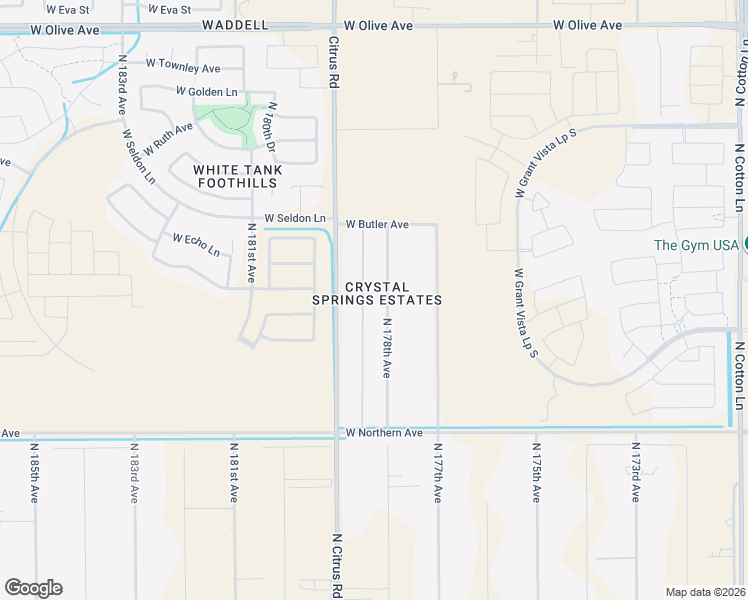 map of restaurants, bars, coffee shops, grocery stores, and more near 8312 North 178th Avenue in Waddell