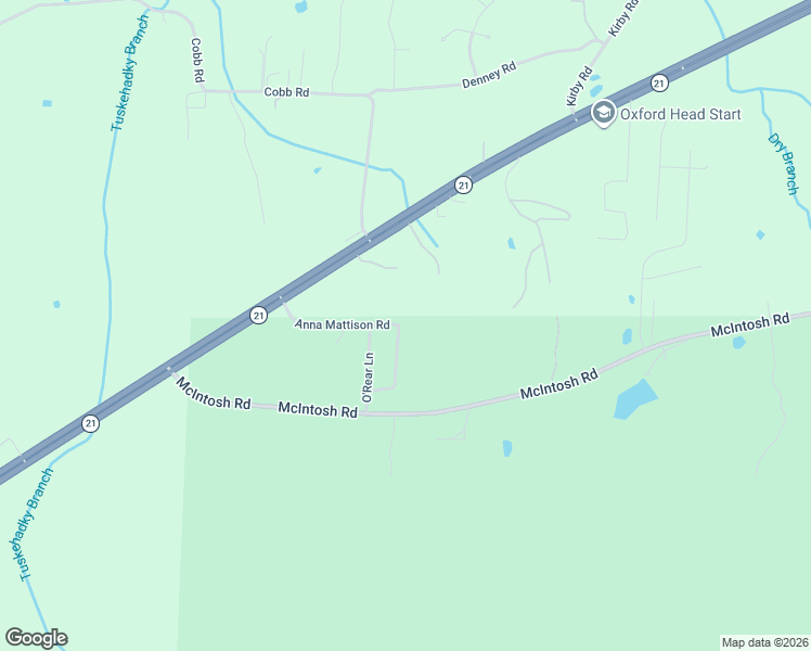 map of restaurants, bars, coffee shops, grocery stores, and more near 315 Anna Mattison Drive in Oxford
