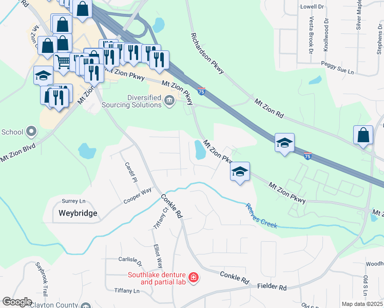 map of restaurants, bars, coffee shops, grocery stores, and more near 2314 Coach Way in Jonesboro