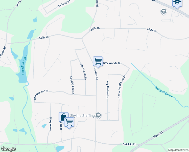 map of restaurants, bars, coffee shops, grocery stores, and more near 470 Cowan Road in Covington