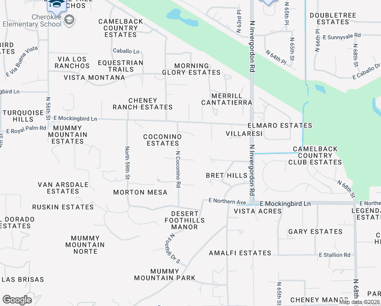 map of restaurants, bars, coffee shops, grocery stores, and more near 8181 North Coconino Road in Paradise Valley