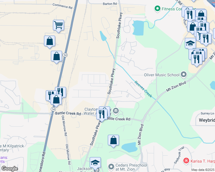 map of restaurants, bars, coffee shops, grocery stores, and more near 1583 April Lane in Morrow