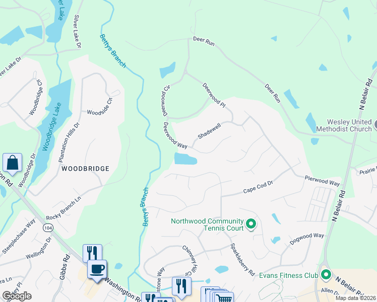 map of restaurants, bars, coffee shops, grocery stores, and more near 670 Deerwood Way in Evans