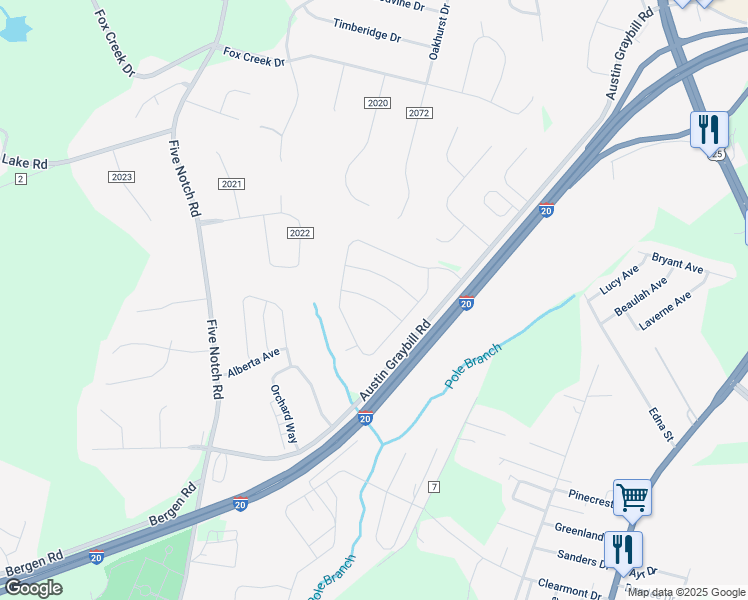map of restaurants, bars, coffee shops, grocery stores, and more near Kingburgh Lane in North Augusta