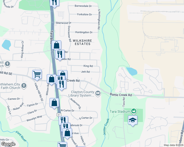 map of restaurants, bars, coffee shops, grocery stores, and more near 831 Jett Road in Jonesboro