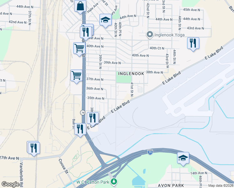 map of restaurants, bars, coffee shops, grocery stores, and more near 3524 40th Street North in Birmingham