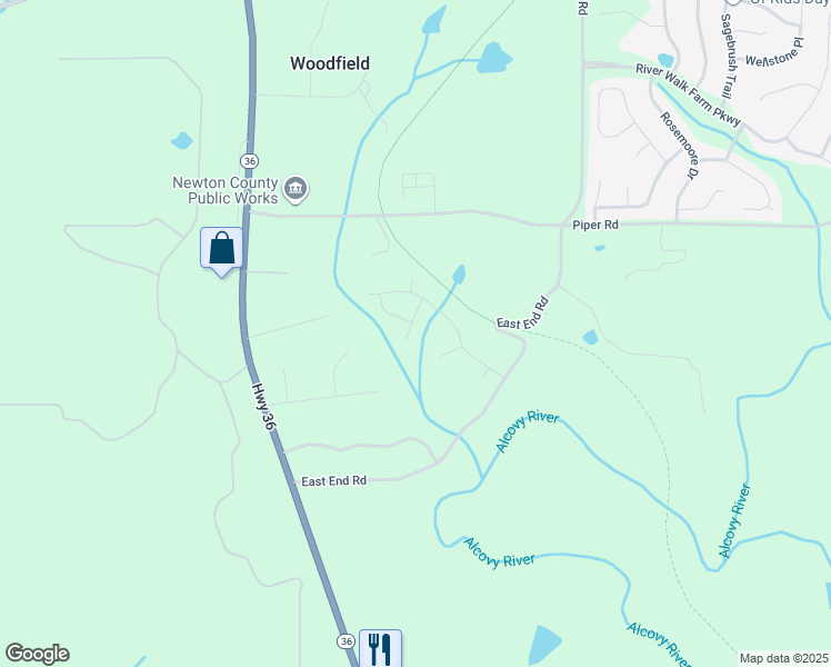 map of restaurants, bars, coffee shops, grocery stores, and more near 55 Carver Drive in Covington