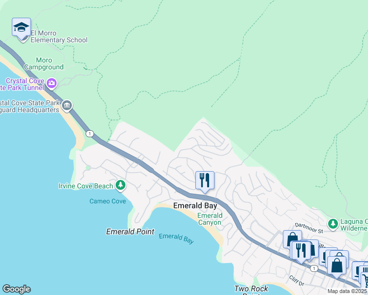 map of restaurants, bars, coffee shops, grocery stores, and more near 1004 Emerald Bay in Laguna Beach