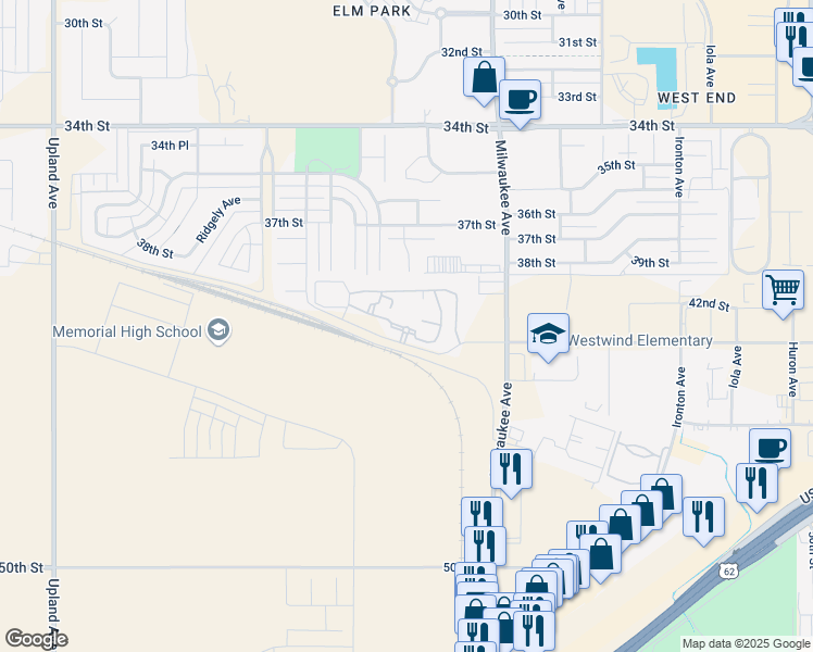 map of restaurants, bars, coffee shops, grocery stores, and more near 6548 43rd Street in Lubbock