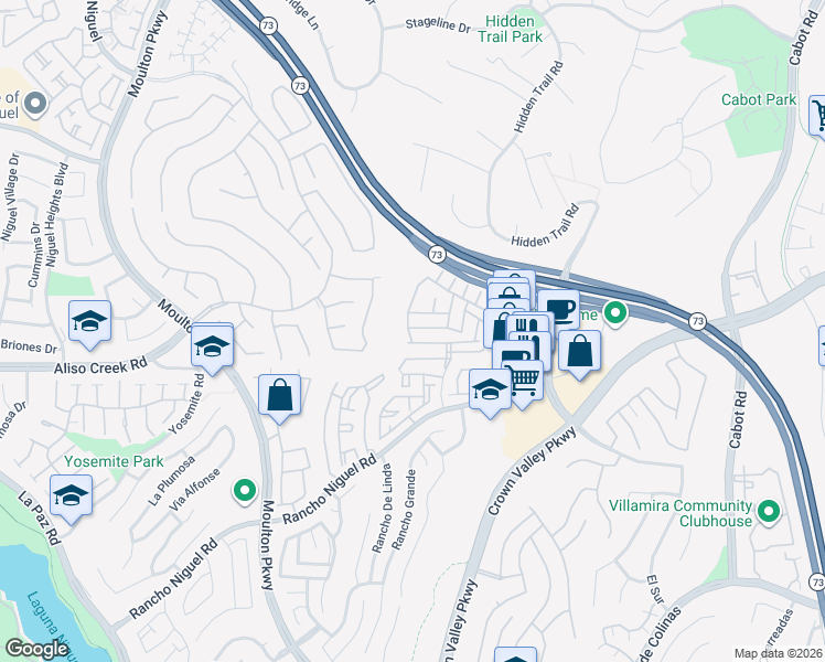 map of restaurants, bars, coffee shops, grocery stores, and more near 27982 Via Del Agua in Laguna Niguel