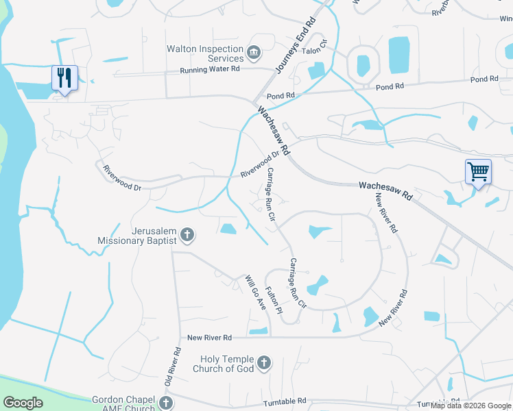 map of restaurants, bars, coffee shops, grocery stores, and more near 4424 Buckthorn Place in Murrells Inlet