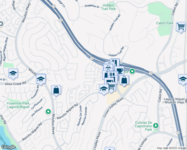 map of restaurants, bars, coffee shops, grocery stores, and more near 25191 Via Catalina in Laguna Niguel