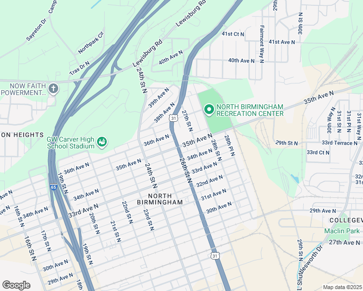 map of restaurants, bars, coffee shops, grocery stores, and more near 2620 35th Avenue North in Birmingham