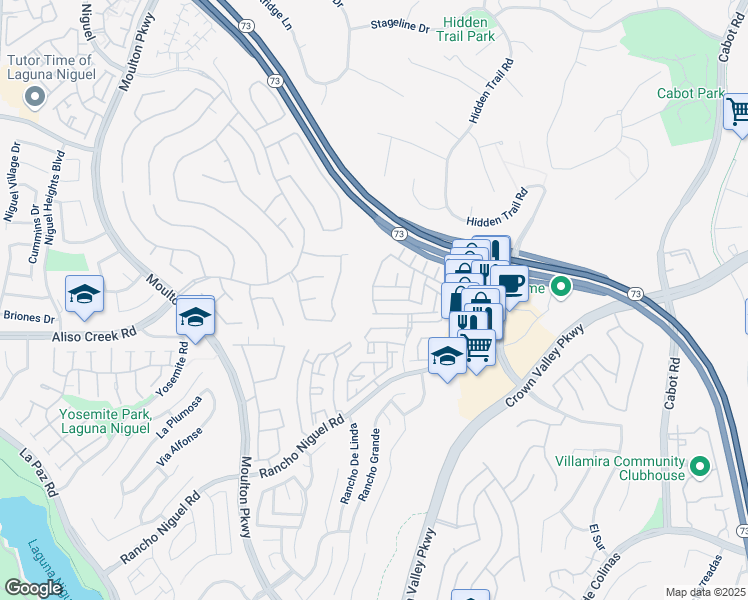 map of restaurants, bars, coffee shops, grocery stores, and more near 25133 Via Azul in Laguna Niguel