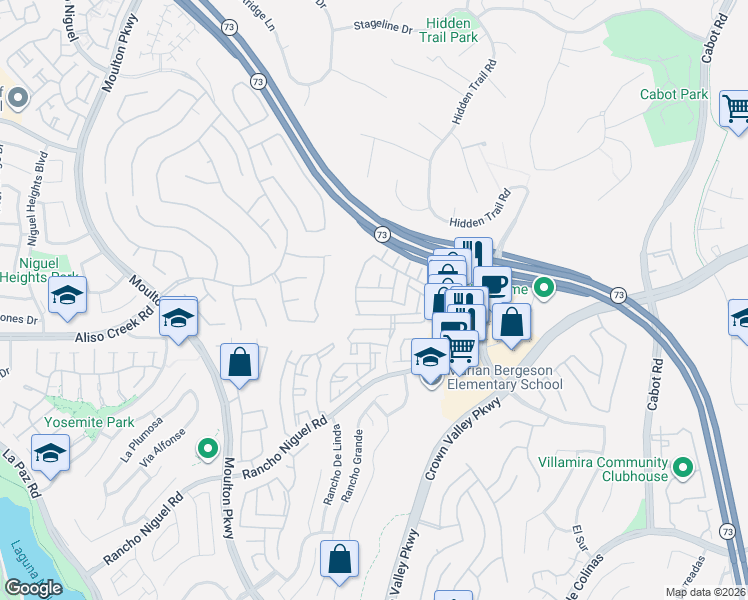 map of restaurants, bars, coffee shops, grocery stores, and more near 25151 Via Azul in Laguna Niguel