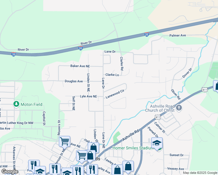map of restaurants, bars, coffee shops, grocery stores, and more near 8512 Lanewood Circle in Leeds