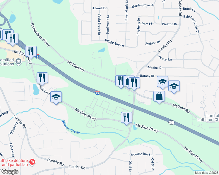 map of restaurants, bars, coffee shops, grocery stores, and more near 2695 Mount Zion Road in Jonesboro