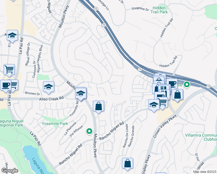 map of restaurants, bars, coffee shops, grocery stores, and more near 27931 Hedgeline Drive in Laguna Niguel