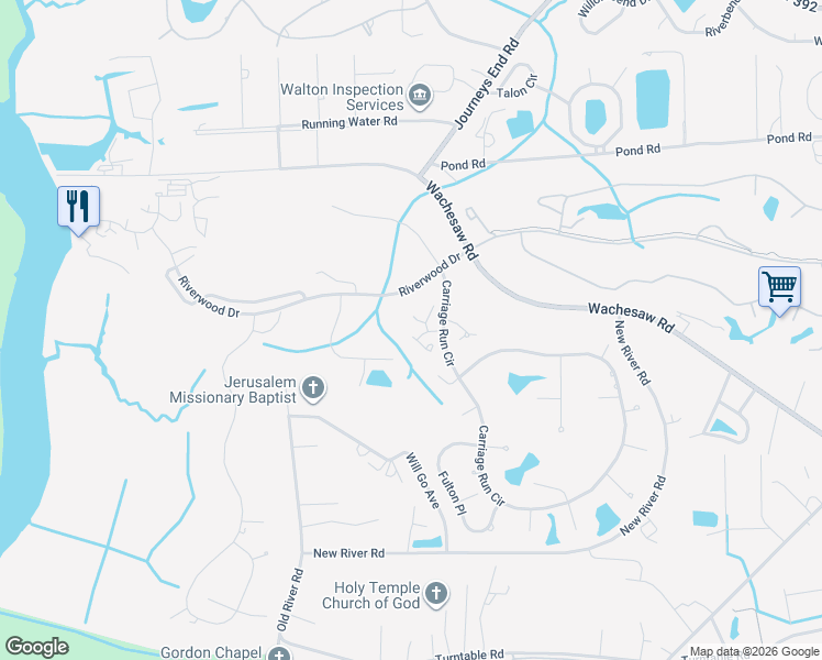 map of restaurants, bars, coffee shops, grocery stores, and more near 4424 Buckthorn Place in Murrells Inlet