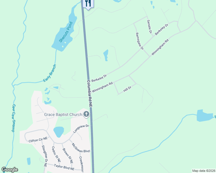 map of restaurants, bars, coffee shops, grocery stores, and more near 531 Winningham Road in Orangeburg