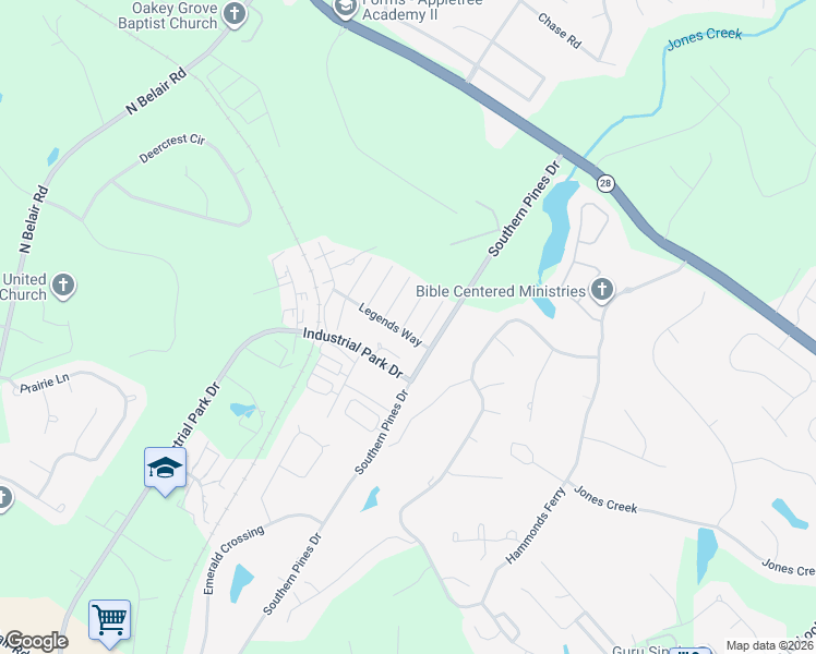 map of restaurants, bars, coffee shops, grocery stores, and more near 100 Palmer Court in Evans