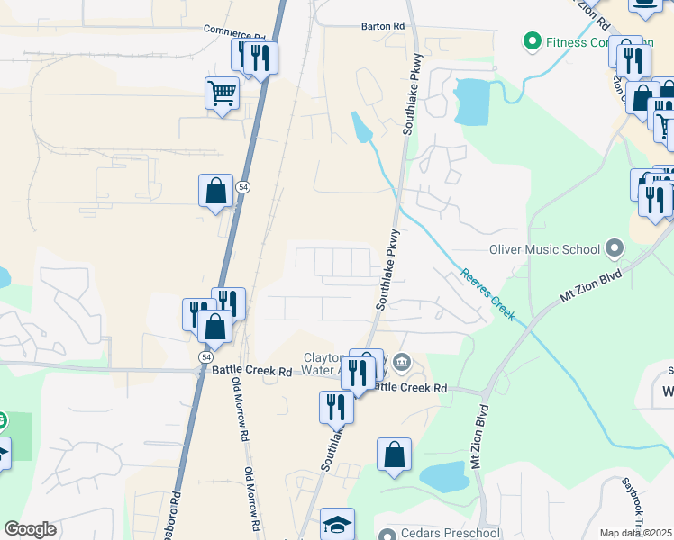 map of restaurants, bars, coffee shops, grocery stores, and more near 7246 Alicias Way in Morrow
